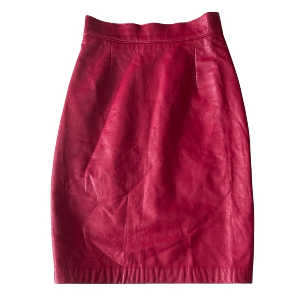 Danier Canada Vintage 1980s Red Leather Pencil Skirt Size 4 (XS)